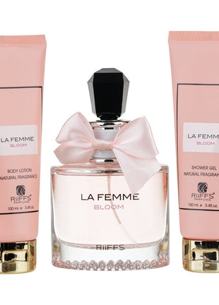 Set Cadou La Femme Bloom Apa de Parfum 100ml + Gel De Dus 100ml + Lotiune de corp 100ml, Riiffs